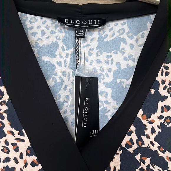 Eloquii Easy V Neck Cheetah La Vida Top Blouse size 24 - Picture 6 of 12